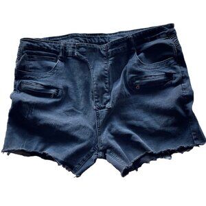 Vintage Balmain Paris Women’s Ribbed Knees Distressed Black Shorts Jeans Size 42